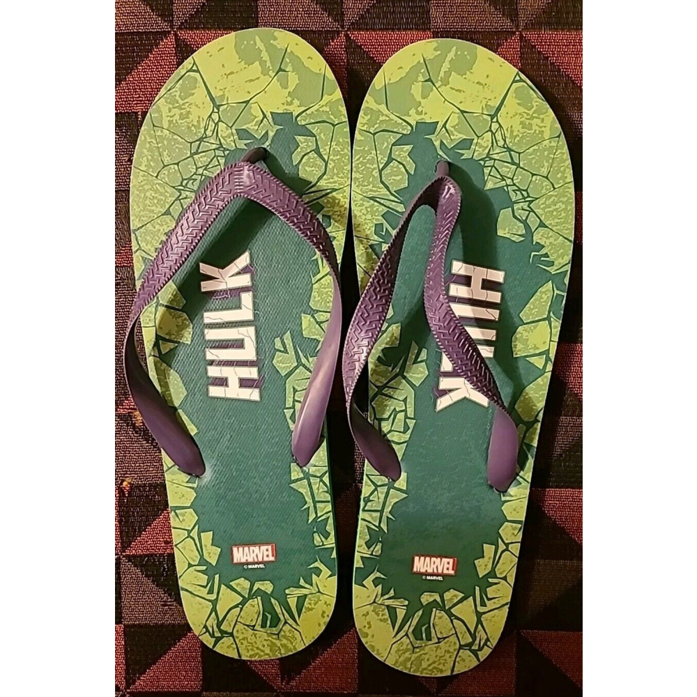 Hulk Smash Flip Flops Sandals Thongs Marvel Green Loot Crate Size XL 13-14 310mm